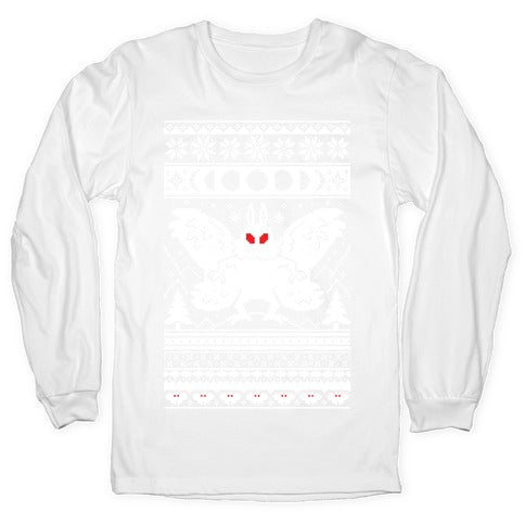 Mothman Ugly Sweater Pattern Longsleeve Tee